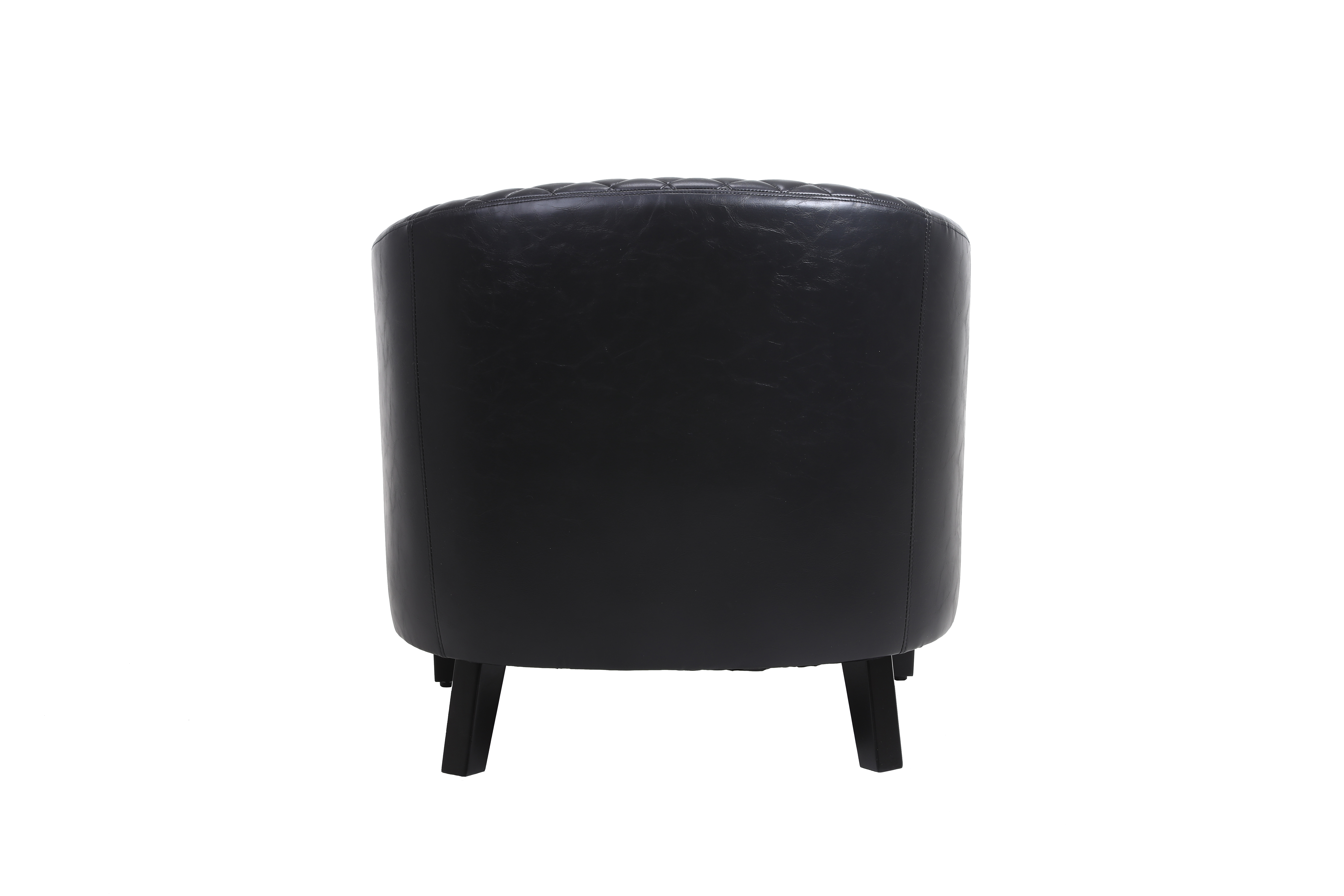 Modern Barrel Chair Tub Chair Faux Leather Club Chair with Arms and Nailheads, Upholstered Barrel Accent Chair for Living Room Bedroom - Black - image 5 of 8