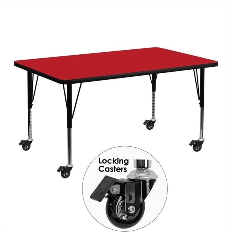 Bowery Hill 26 Rectangular Mobile Activity Table in Red