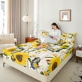 thumbnail image 4 of Castle Fairy Floral Sunflower 4-Piece Full Size Sheets,Flying Butterfly Bed Sheets,Lodge Cabin Lightweight Sheet Sets,Super Cozy Rustic Room Decor, 4 of 7