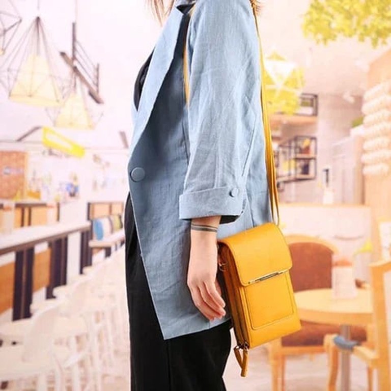 Small PU Leather Crossbody Phone Bag - Wallet Purse With Transparent Window For Women
