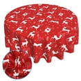 thumbnail image 2 of Fridja 60 Inches Round Flannel Backed Vinyl Tablecloth Waterproof Round Table Cloth Wipeable Christmas Table Cover for Indoor and Outdoor, Red, 2 of 9