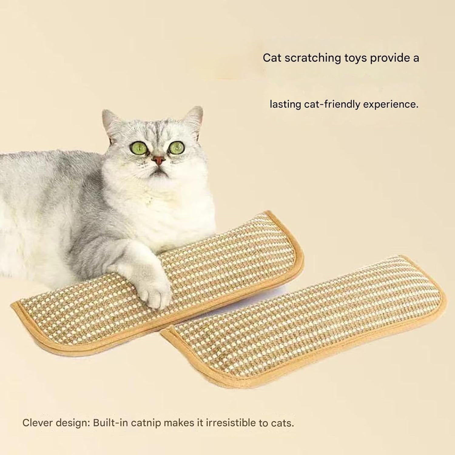 Catnip Kicker Pillow - Interactive Catnip Chew Toy with Sisal Scratching Pad, 1/2 Pack Catnip Toys for Indoor Cats, Teething & Play for Kittens & Cats