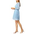 thumbnail image 4 of INSPIRE CHIC Robe en Mousseline pour Femme, Unie, Mignonne, Col en V, Manches Mi-Longues, Fluide, Ligne A, 4 of 7