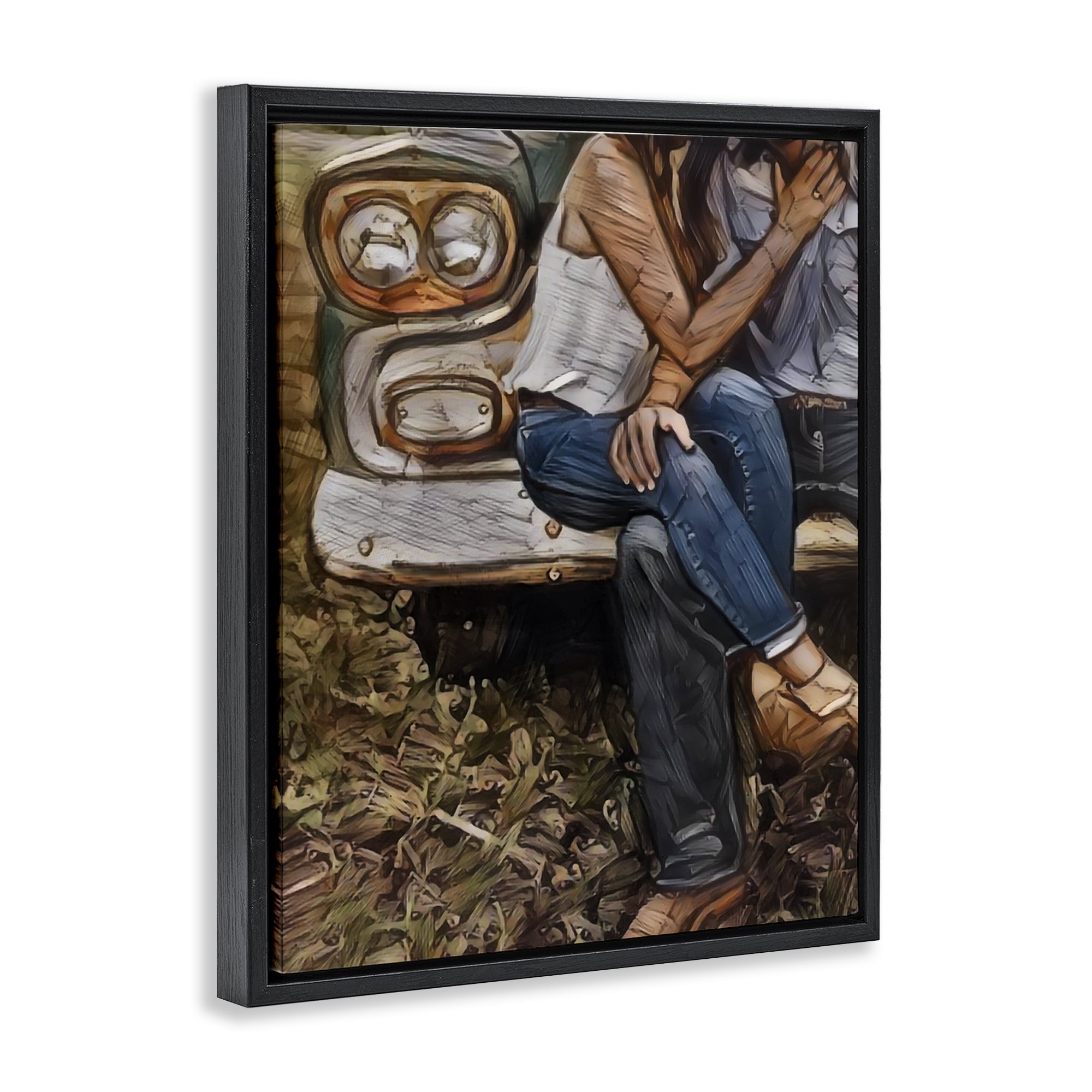 Crossed Legs & Trucks Black Framed Floater Canvas Wall Art, design by Jesse Keith