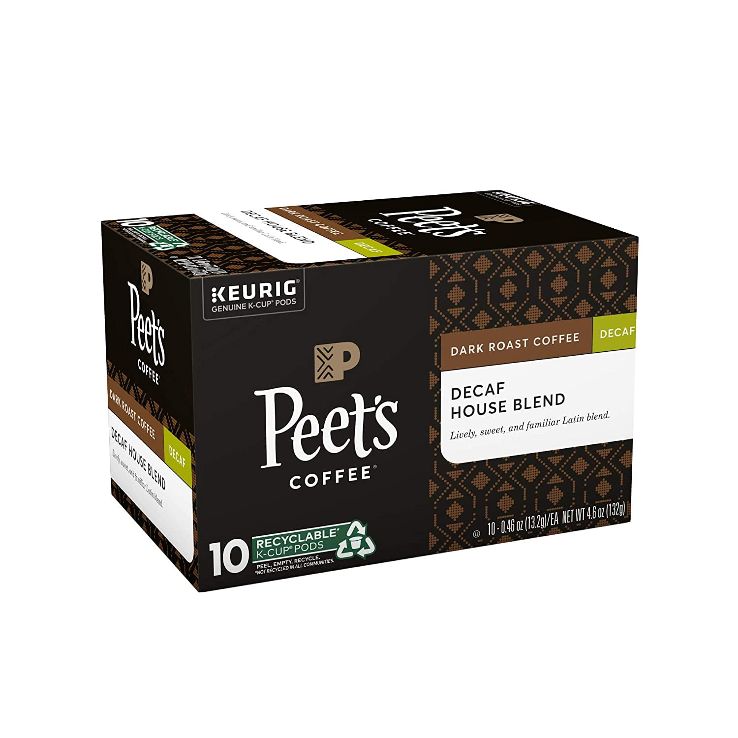 Peet’s Coffee Decaf House Blend K-Cup Coffee Pods for Keurig Brewers, Dark Roast, 60 Pods