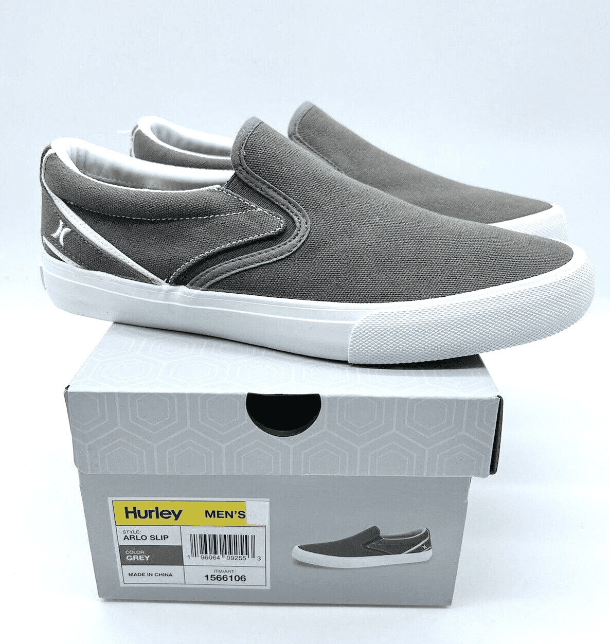 Hurley Men's Arlo SlipOn Casual Canvas Sneakers GREY, SIZE US 9M