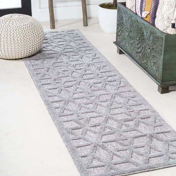 JONATHAN Y IBIZA 2 x 8 Runner Rug, Talaia Neutral Geometric - Light Gray, IBZ102C-28