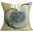 thumbnail image 2 of Blue Ocean Park Throw Pillow Cover Home Couch Decor Marine Animal Sea Snail Conch Decorative Pillow Cases Vintage Stamp Postcard Background Cushion Covers Cotton Linen Square 18x18, Set of 4, 2 of 6