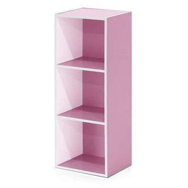 11003WH-PI 3-Tier Open Shelf Bookcase, White & Pink