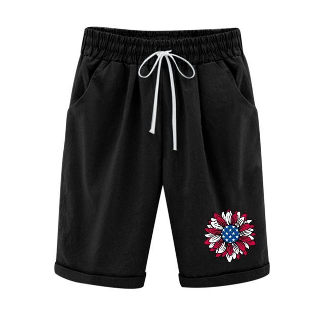 Mujeres Pantalones Cortos Casual Estampado Elástico de la Cintura Medio Pantalones Cortos, Casual con Bolsillos para el Uso Diario