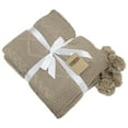 thumbnail image 5 of Luxe Faux Fur Cable Knit Reversible Pom Pom Cozy Throw Blanket - 50" x 60" (Taupe), 5 of 5