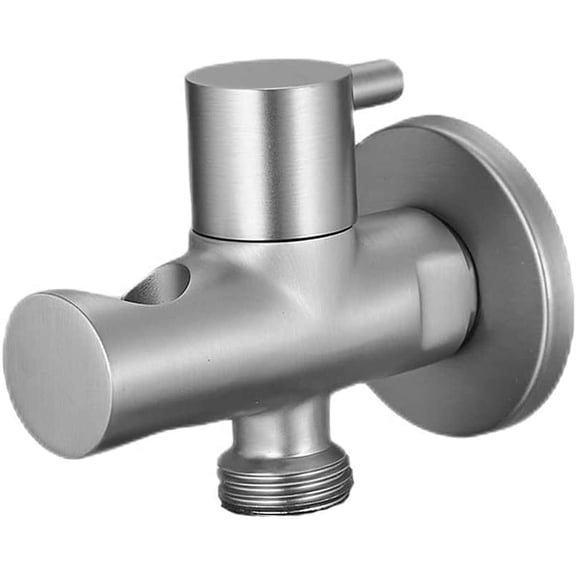 Bathroom Brass Shower Wall Outlet Handheld Shower Spray Head Bracket Holder Supply Elbow Hose Connector with Water Shut Off Switch Flow Control Valve.Brushed Nickel