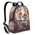thumbnail image 2 of Lsque Romantic Flower Fox Pattern Backpack – School Travel Canvas Daypack with Ergonomic Padded Straps, Multiple Compartments & Leather Handle, 2 of 5
