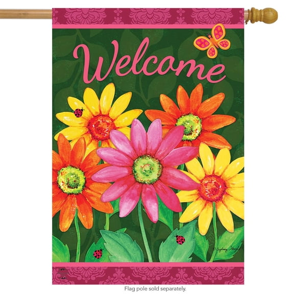 Briarwood Lane Welcome Daisies Spring House Flag