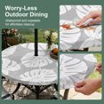 thumbnail image 5 of Round Outdoor Tablecloth with Umbrella Hole and Zipper, Monstera Leaves Tablecloth with Elastic Waterproof, Modern Minimalist Botanical Tropical Gray Patio Table Covers for 36" - 44" Pool Tables, 5 of 9