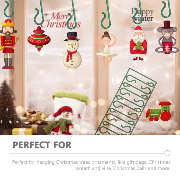 OFFIGAM 100Pcs Green Plastic Christmas Tree Hooks Heavy Duty Sturdy Ornament Hangers for Holiday Decorations