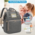 thumbnail image 5 of Diaper Bag Backpack, Multifunctional Baby Changing Bag with Foldable Crib and Insulated Bottle Pockets, a Must-Have for Baby Travel, with USB Charging Port and Stroller Straps (Gray), 5 of 6