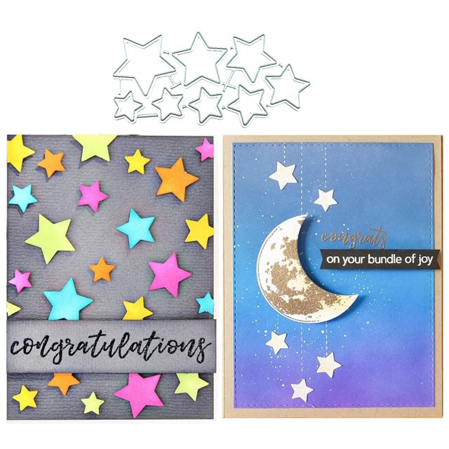 Troqueles para Scrapbooking FAWENUCY Feliz Cumpleaños Estrellas 7.8x3.6 cm