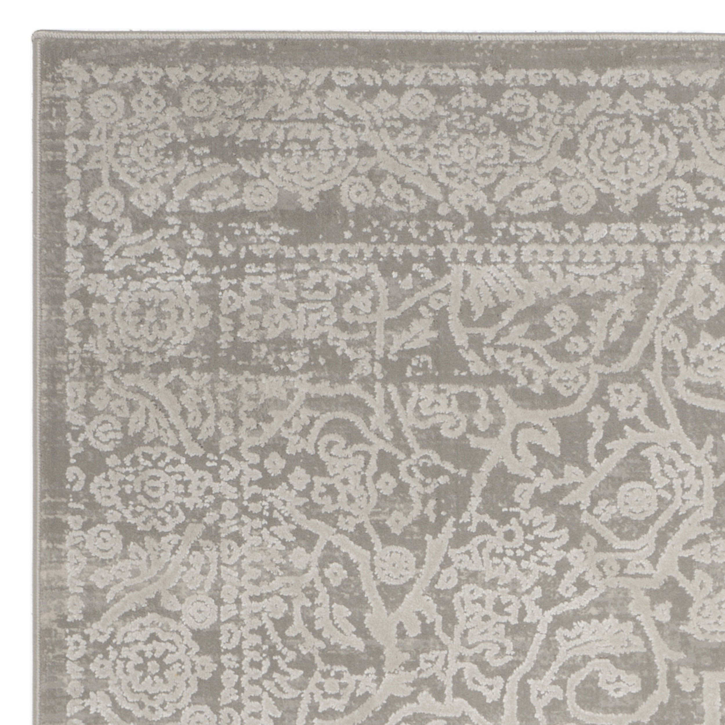 SAFAVIEH Princeton Xavier Floral Bordered Area Rug, Grey/Beige, 4' x 6'