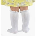 thumbnail image 3 of Baby Girls Knee High Socks Cotton Uniform Socks Tube Ruffled Stockings Newborn Infant Toddler (Pack of 3), 3 of 4