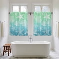 thumbnail image 4 of Teal Blue Ombre Coastal Kitchen Curtain for Berdoom Living Room Cafe 45 Inch Length, Sea Nautical Summer Beach Starfish Coral Tiers Curtains Light Filtering Drapes Window Treatment 2 Panels 52"Wx45"L, 4 of 8