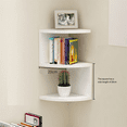 thumbnail image 2 of Étagère d'Angle Sans Perçage Bibliothèque d'Angle Cuisine Triangle Armoire Rangement, 1 x Cadre Mural, Blanc, 2 of 6