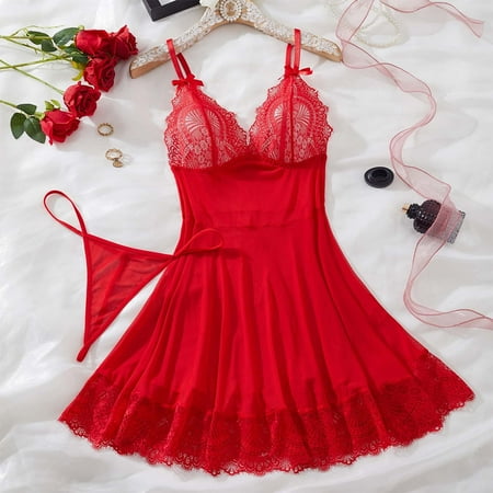 Women s Exotic Nightgowns Lingerie Dress Sexy Red Dress Lace Chemise Sleepwear Sexy Womens Lingerie