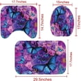 thumbnail image 4 of Bathroom Sets with Shower Curtain and Rugs, Toilet Lid Cover, Bath Mat, 4PCS Purple Rose Butterfly Shower Curtains for Bathroom, Romantic Flower Shower Curtains Set for Bathroom Decor, 4 of 7