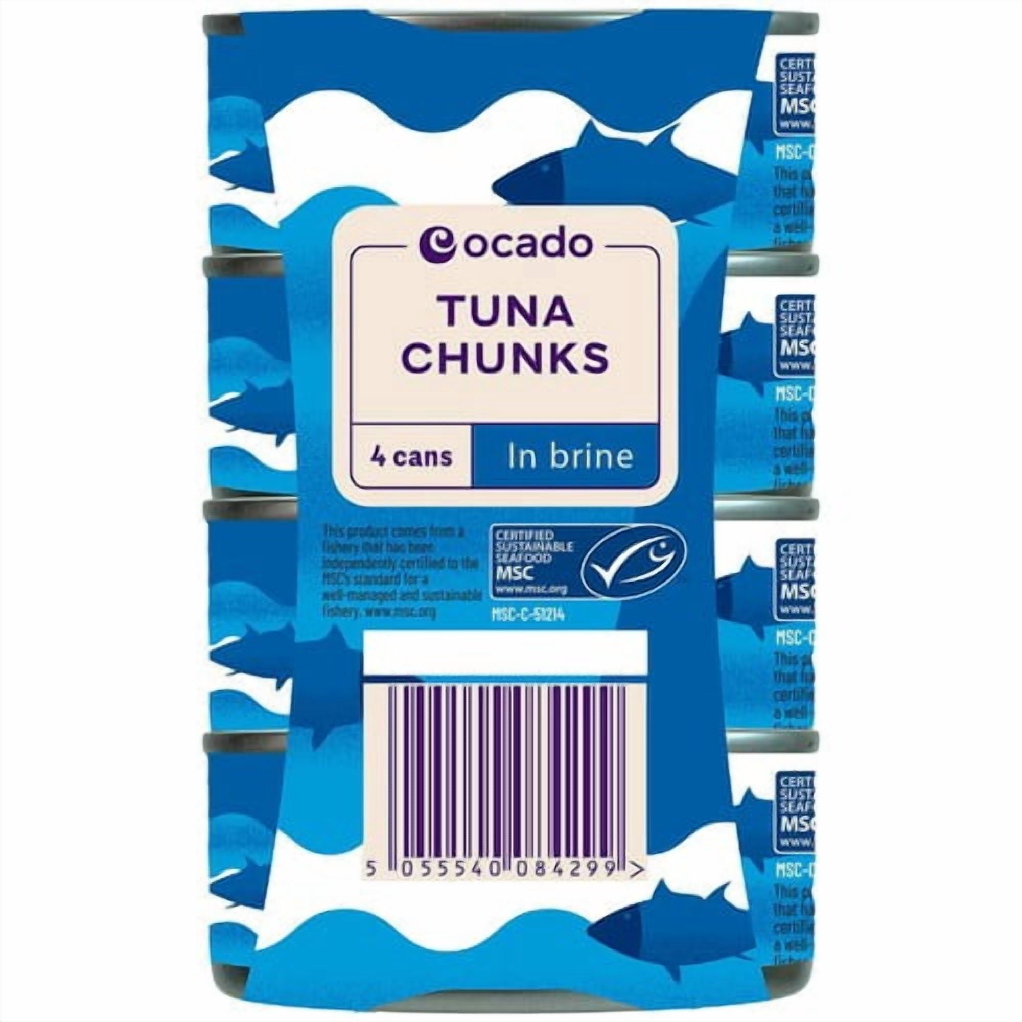 Ocado Tuna Chunks in Brine 4 x 145g, British Import (Pack of 2)