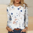 thumbnail image 3 of JTZGDY Cute Women Floral Shirts Dressy Casual Summer 3/4 Length Sleeve Crewneck Basic Tunic Tees Tops Lightweight Cotton Pullover Blouse Fashion Ladies 2025 Outfit Clothes White#02 L, 3 of 5