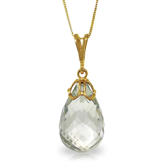Galaxy Gold 14k Yellow Gold Necklace with Natural Briolette 7.0ct Green Amethyst