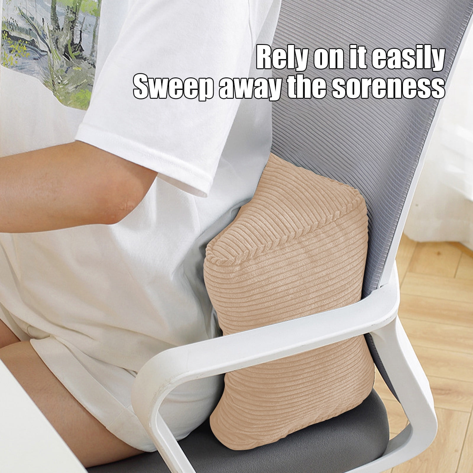Steadline Ergonomic Back Support Pillow - Corduroy Lumbar Cushion for Office Car Sofa Bed - Comfortable Posture Corrector for Long Term Sitting