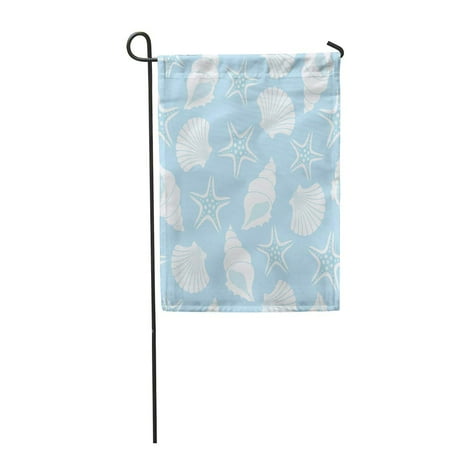 Blue Oyster Pearls LADDKE Blue Shell Pattern with Seashells and Starfish Oyster Pearl Sand Underwater Aqua Garden Flag Decorative Flag House Banner 28x40 inch ()