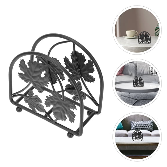 MERRYHAPY Merryhapy Black Metal Napkin Rack Creative and Generous Design for Storage 1Pc