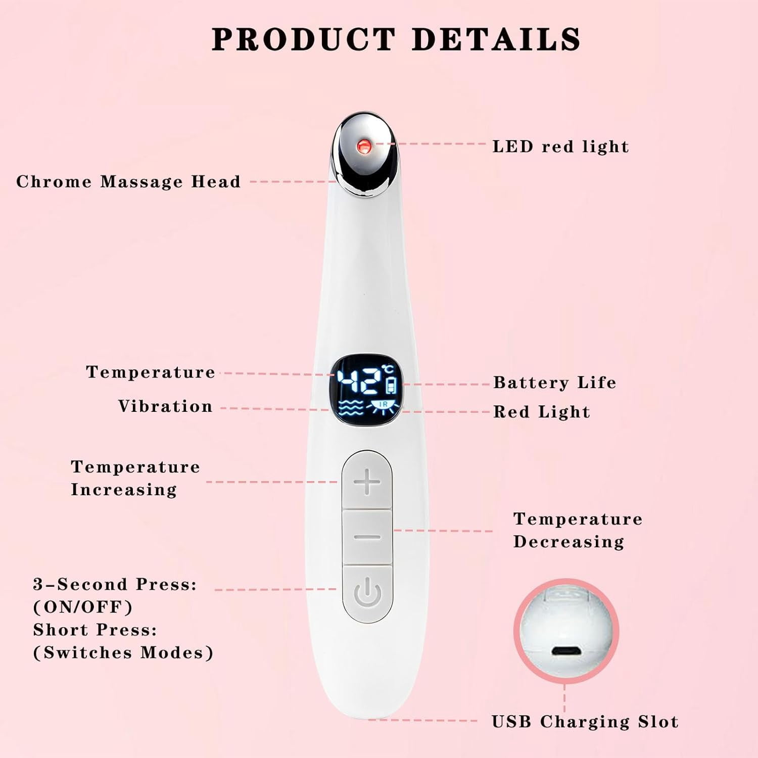 Eye Beauty Instrument Red Light Therapy Facial Beauty Instrument, Anti-aging, Anti-Wrinkle, Skin Tightening