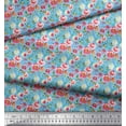 thumbnail image 2 of Soimoi Blue Cotton Duck Fabric Flower & Leaves Watercolor Fabric Prints By Yard 42 Inch Wide, 2 of 3