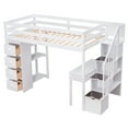 thumbnail image 4 of Harper & Bright Designs Twin Size Loft Bed with Desk and Stairs, Wooden High Loft Bed with Drawers and Shelves, White, 4 of 12