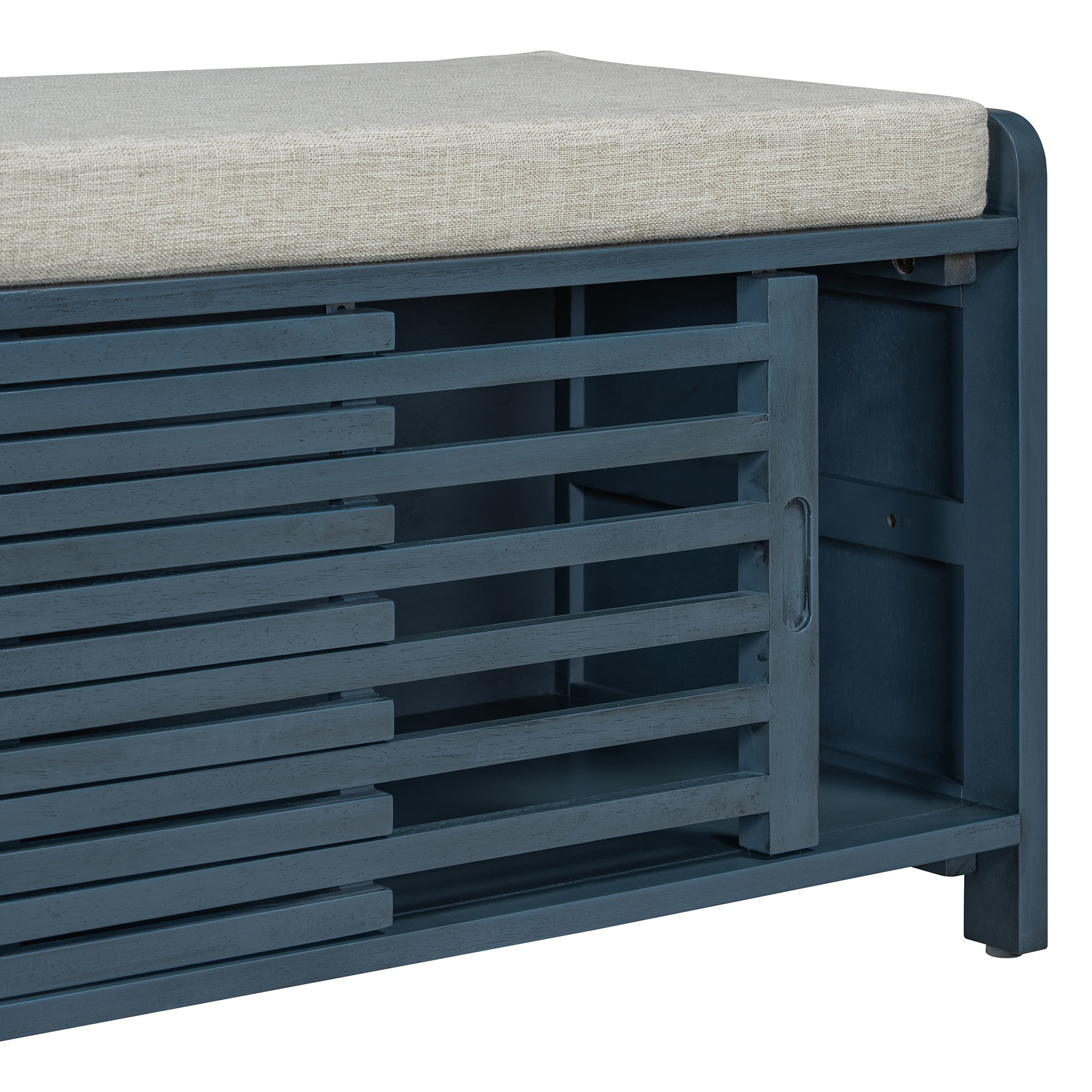 Aukfa Shoe Storage Bench with Cushion, Entryway Bench, 2 Tier Shoe Rack Organizer for Entryway Living Room Bedroom, Navy