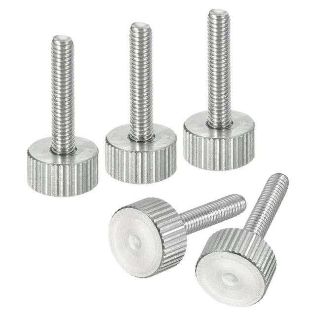 Unique Bargains Vis Moletées M4x20mm pour Pouce, Lot de 5 Boulons Plats à Tête Moletée en Acier Inoxydable 304