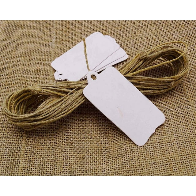 500 Pcs Paper Rectangular Shape Tags Bonbonniere Wedding Favor Hang Tag with Free Natural Jute Twine