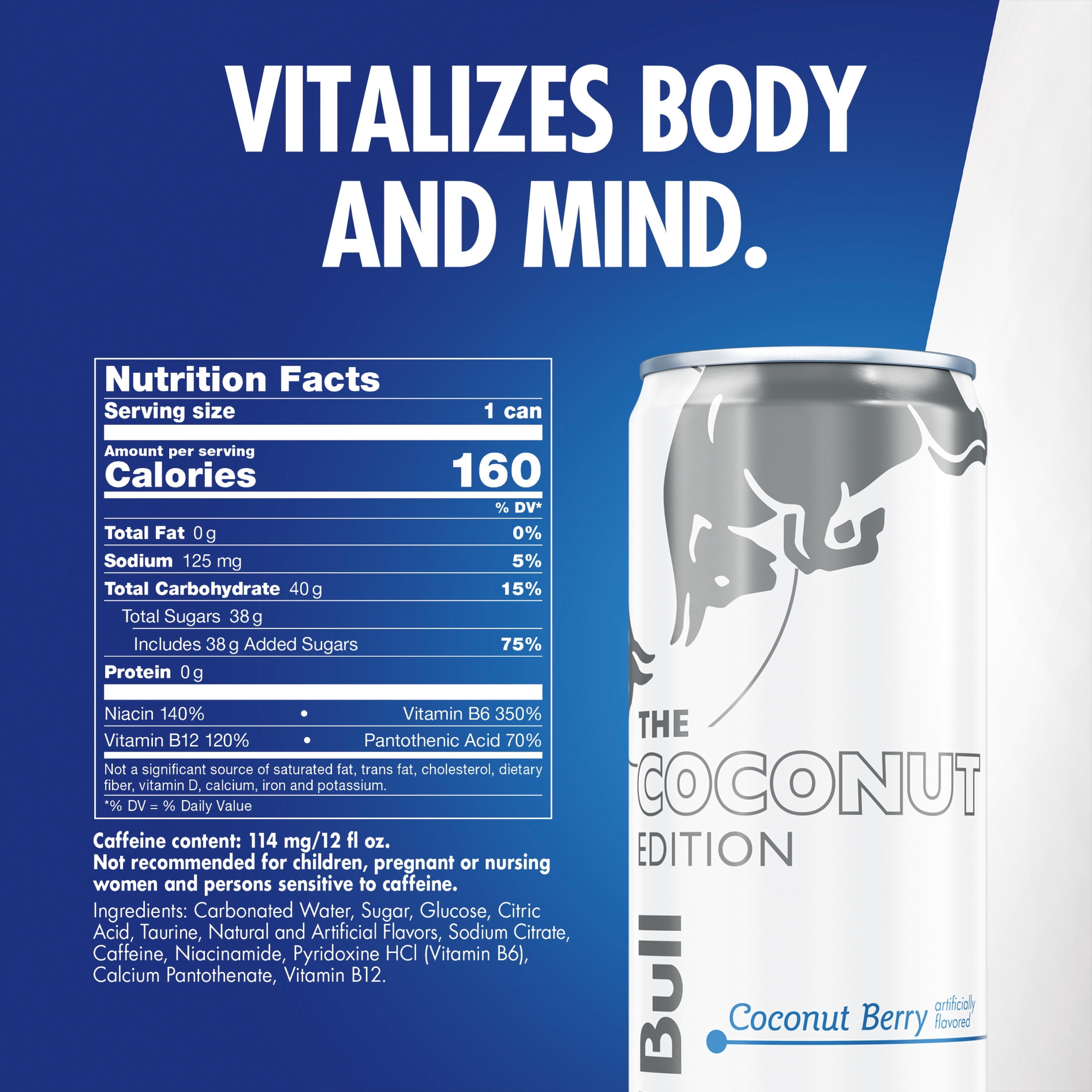 Red Bull Coconut Edition Energy Drink, Coconut Berry, 80mg Caffeine, 12 fl. oz., Pack of 24 Cans