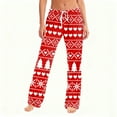 thumbnail image 4 of Women's Pajama Pants Sleepwear Casual Drawstring Elastic Waist Pants Comfy Straight Yoga Loose Trousers with Christmas Print, Fashionable Home Bottoms for Winter, Vermilion, S, 4 of 7