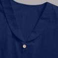 thumbnail image 6 of YTCAMLO Collared V Neck Womens Cotton Linen Blouses Casual Solid Short Sleeve Shirts Lightweight Button Business Tunic Tops, Navy XL, 6 of 7