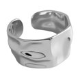 thumbnail image 2 of Adjustable No.12-16 Open Ring with Irregular Geometric Textured Surface - 10mm Width, 17.5mm Inner Diameter, 5.8g Copper Silver-Tone Statement Jewelry for Unique Design Enthusiasts, 2 of 6