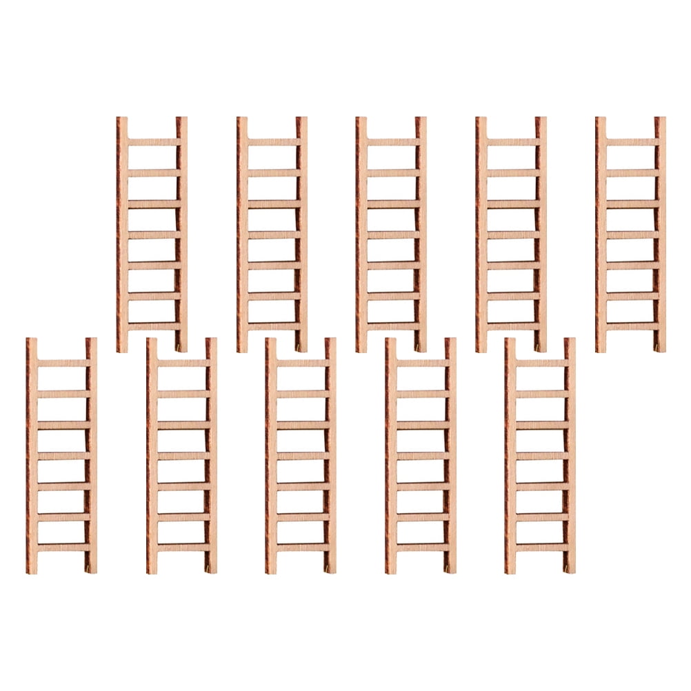 BRIGHTFUFU 10PCS Staircase Model Mini Wooden Ladder for Indoor Micro-landscape