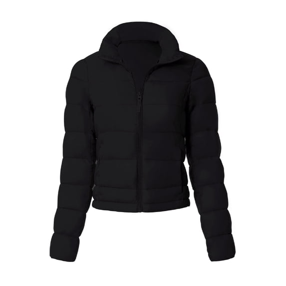 MixMatchy Women's Casual Lightweight Stand Collar Quilted Long Sleeve Puffer Jacket