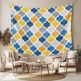 thumbnail image 2 of Yellow Blue Morocco Pattern Large Tapestry for Bedroom Wall Hanging Tapestry,Modern Moroccan Geometric Ceiling Backdrop Tapestries Poster Blanket Wall Decor for Teens Room Living Room Dorm 86" x 104", 2 of 8