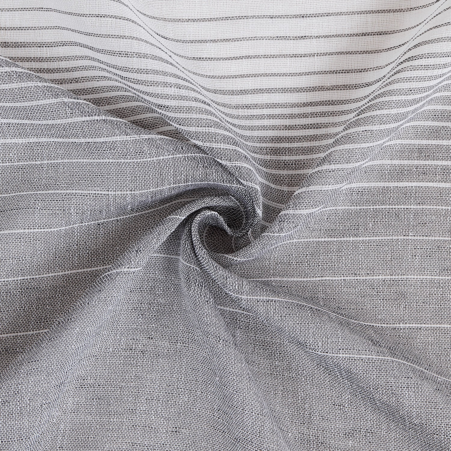 Dainty Home Linea Grey 3D Ombre Textured Weaved Linen Look Ombre Striped Designed Shower Curtain 70 x 72