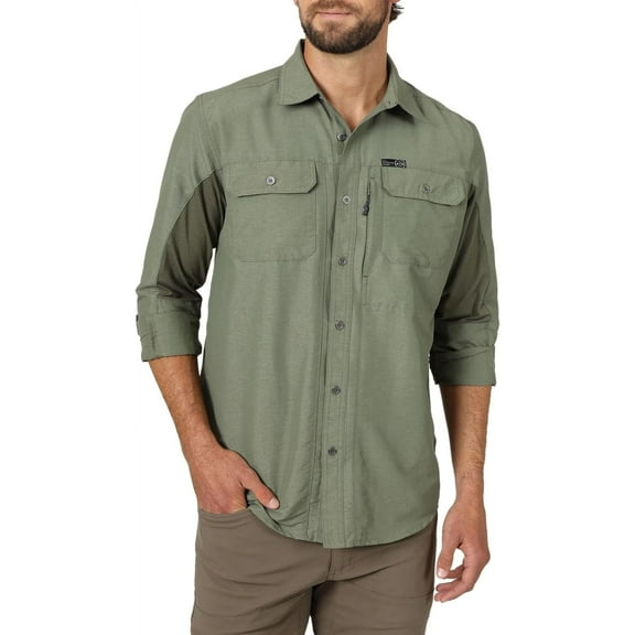 Wrangler® ATG Men's Mixed Material Shirt with UPF 40 Protection, S-4XL