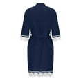 thumbnail image 5 of Wyongtao Womens Lace Kimono Sleeve Robes Dressing Gown Satin Bathrobe Nightdress Short Style Bridal Robe,Navy M, 5 of 6